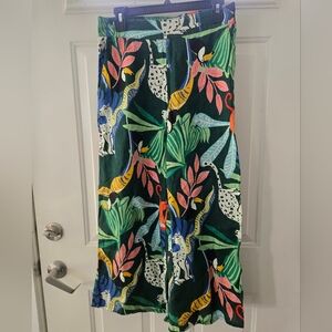 Christian Siriano Multicolor Jungle Print Wide Leg Pants
